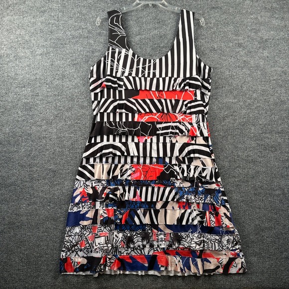 Tango Mango Dresses & Skirts - Tango Mango Womens XL Tiered Ruffle Dress Floral Stripe Abstract Sleeveless